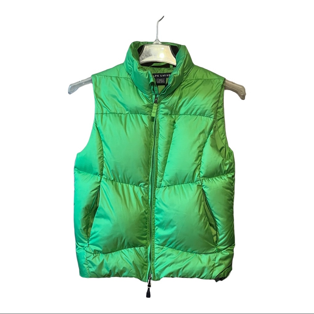 Ralph Lauren Kelly Green Full Double Zip Down Puffer Vest